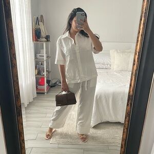 LE ROSE White Portia Linen Bridal Pyjamas Set